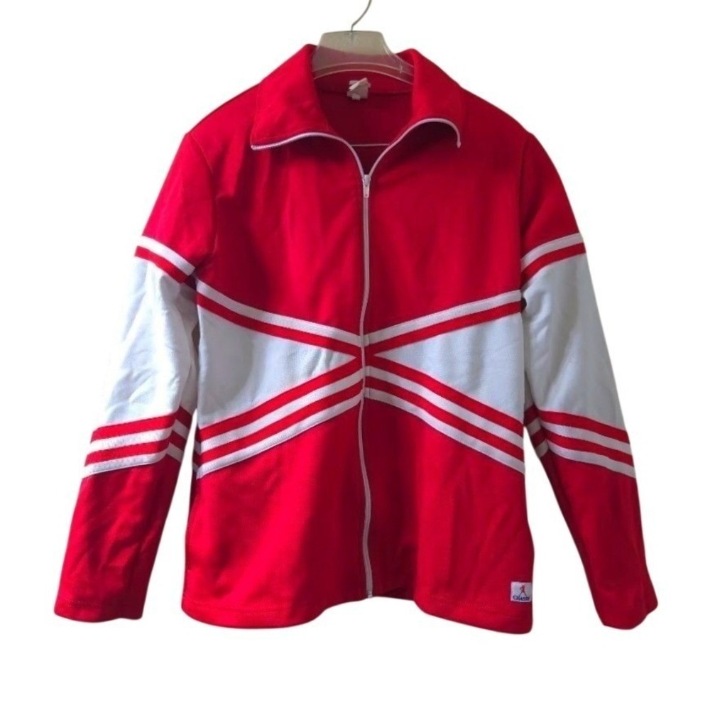 Vintage Chassé Adult XL Red Cheerleading Warmup Jacket Y2K Varsity Full Zip